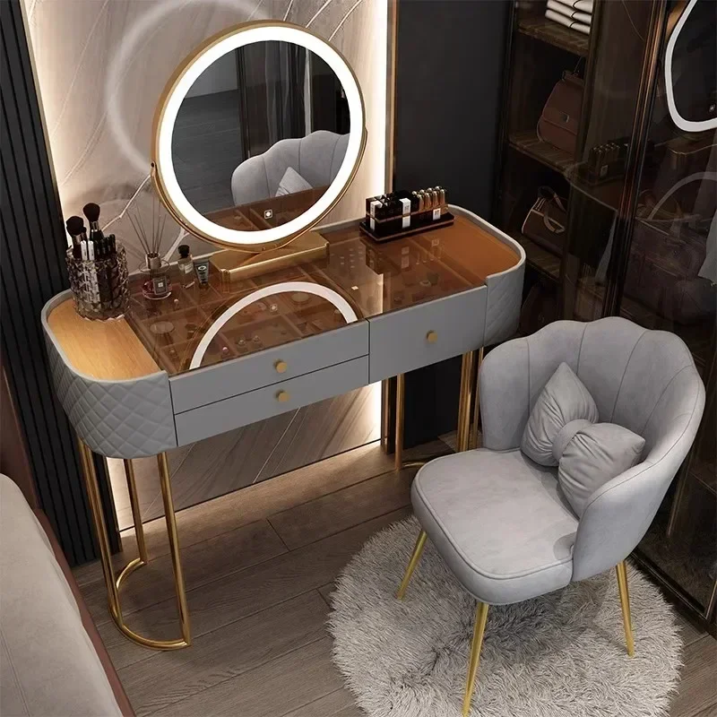 Makeup Luxury Dressing Table Mirror Led Light Salon White Dressing Table Storage Bedroom Comoda Pra Quarto Home Furniture