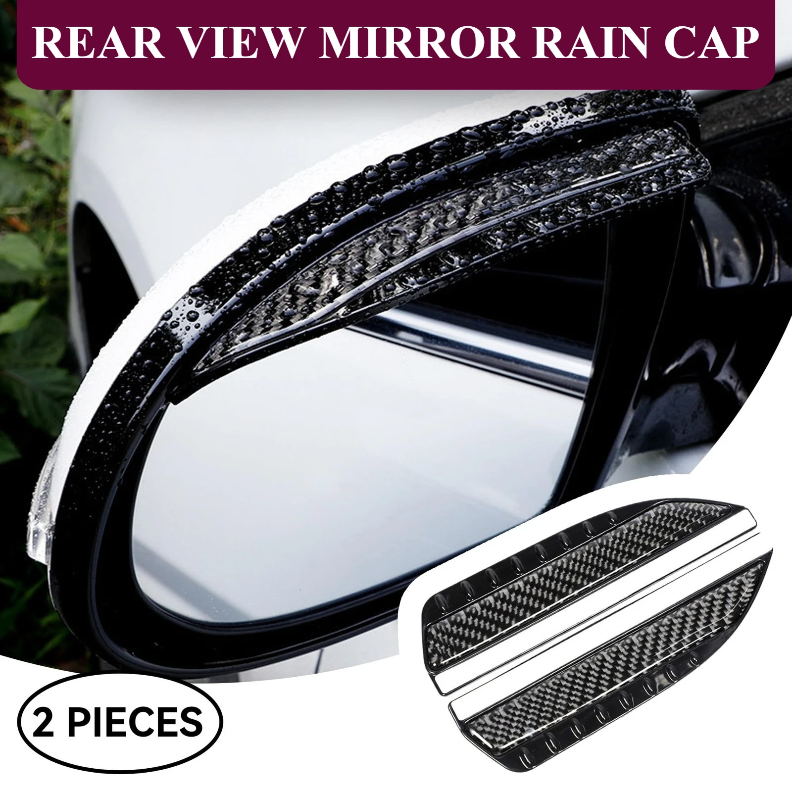 

2 шт., боковое зеркало заднего вида из настоящего углеродного волокна, козырек от дождя, защита от воды