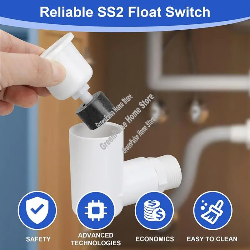 A69M-AC Float Switch(2PCS) For HVAC Drain Pan& Condensate Outlet- SS2 Float Switch Detects Clogged Condensate Drain
