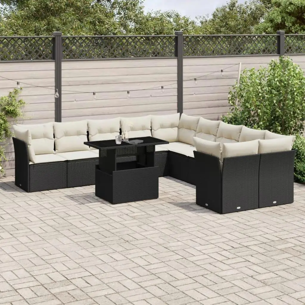 

Large Modular Black PE Rattan Garden Sofa Set Outdoor Furniture Sectional Seating for Patio Backyard Living Room