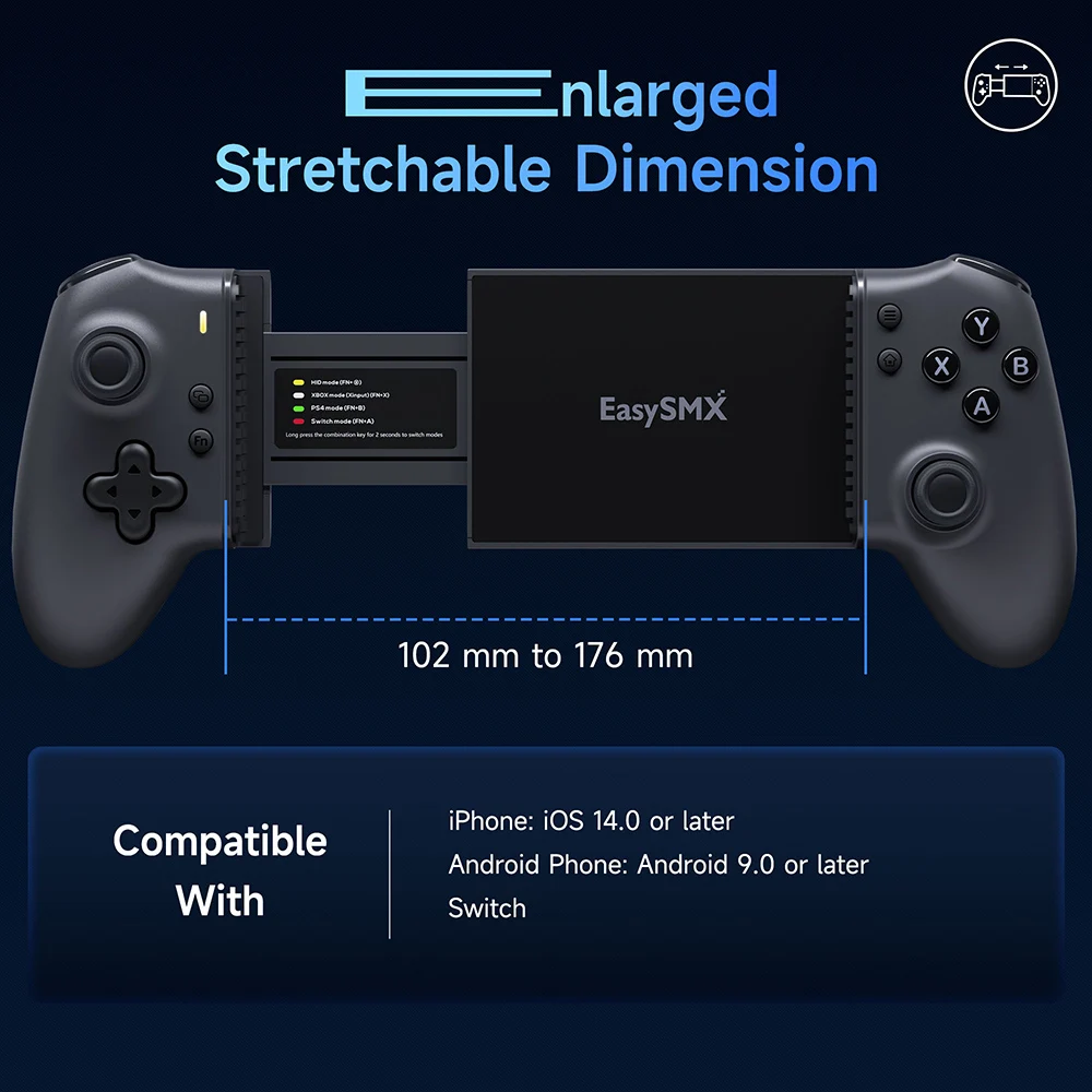 EasySMX-Contrôleur de téléphone portable Bluetooth ultime, M15, Android, iPhone, Cloud Gaming, Xbox Game Pass, PS Remote Play, Switch