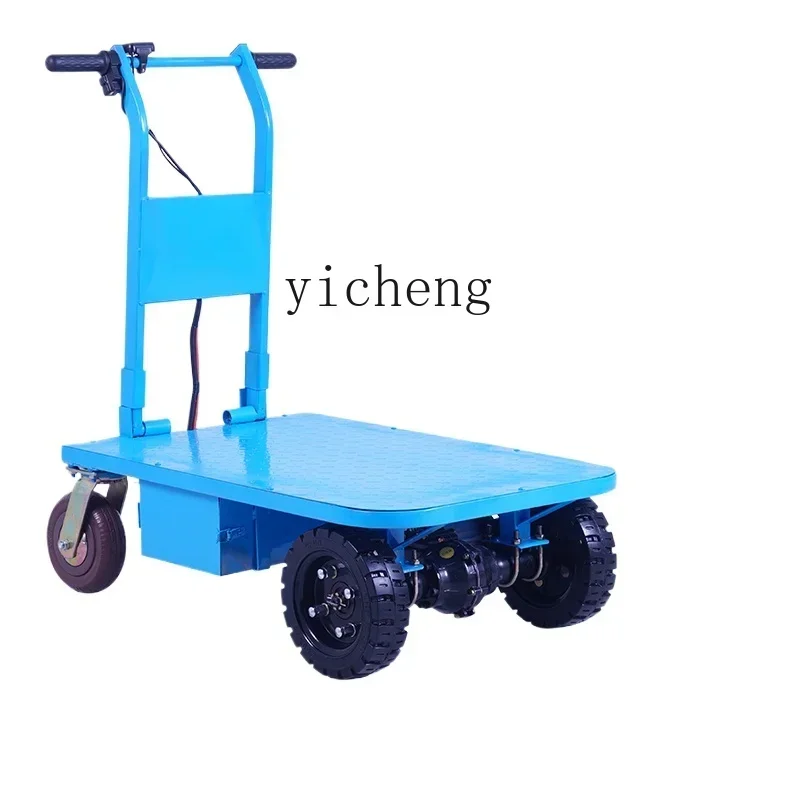 

ZF electric flatbed truck four-wheel trolley warehouse handling small trailer pulling cement and sand