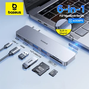 Baseus Hub USB-C Ganda ke 4K 30Hz yang Kompatibel dengan HDMI untuk HUB USB 3/4 40 Gbps USB 3.0 Tipe C SD TF untuk Hub USB MacBook Pro Air 10 pusat penjualan terbaik thunderbolt 4 - №
