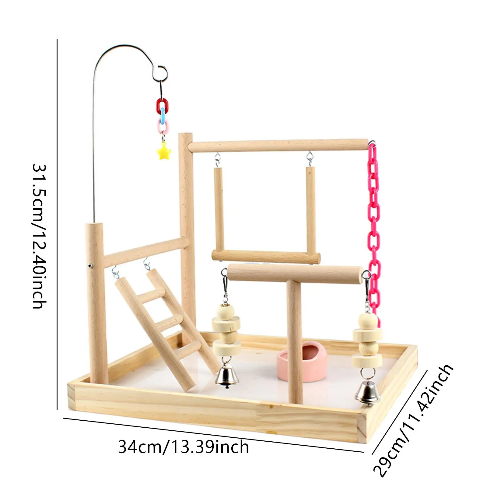 Parco giochi per uccelli pappagalli Supporto persico in legno Accessori per gabbie giocattolo per esercizi Supporto per pappagalli per piccoli parrocchetti Conures Lovebird