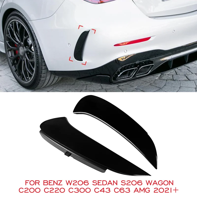 

2pcs Car Rear Bumper Splitter Spoiler Side Canard Air Vent For Mercedes Benz W206 S206 C200 C220 C300 C43 C63 AMG 2022-2024