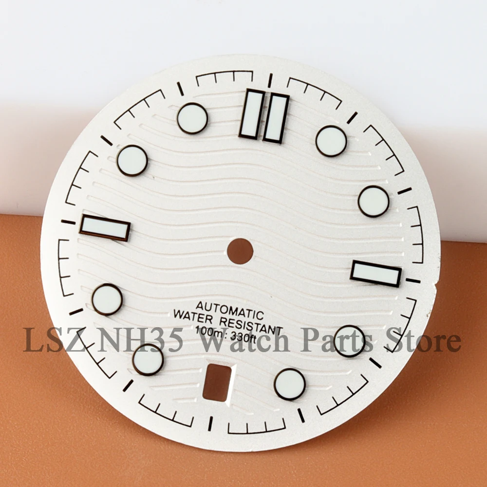 31.7mm NH35 Dial For Seamaster 300 NH35 NH36 Automatic Movement 6'Clock Green Luminous Watch Face Accessories Replacement Part