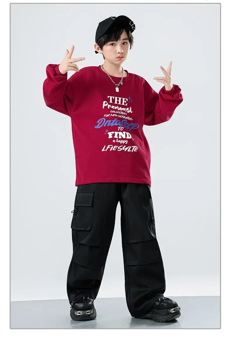 Hip-Hop-Kostüme für Kinder, Streetwear für Jungen und Mädchen, Jazz-Tanz-Outfits für Kinder, lässiges Sport-Hip-Hop-Set für Bühnenauftritte. – Detail 10