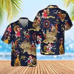 Disney Pirates Of Caribbean Hawaiian Shirt Men's Disney Hawaiian Shirt Fashion Button Short Sleeve Shirt Mickey Hawaiian Shirt