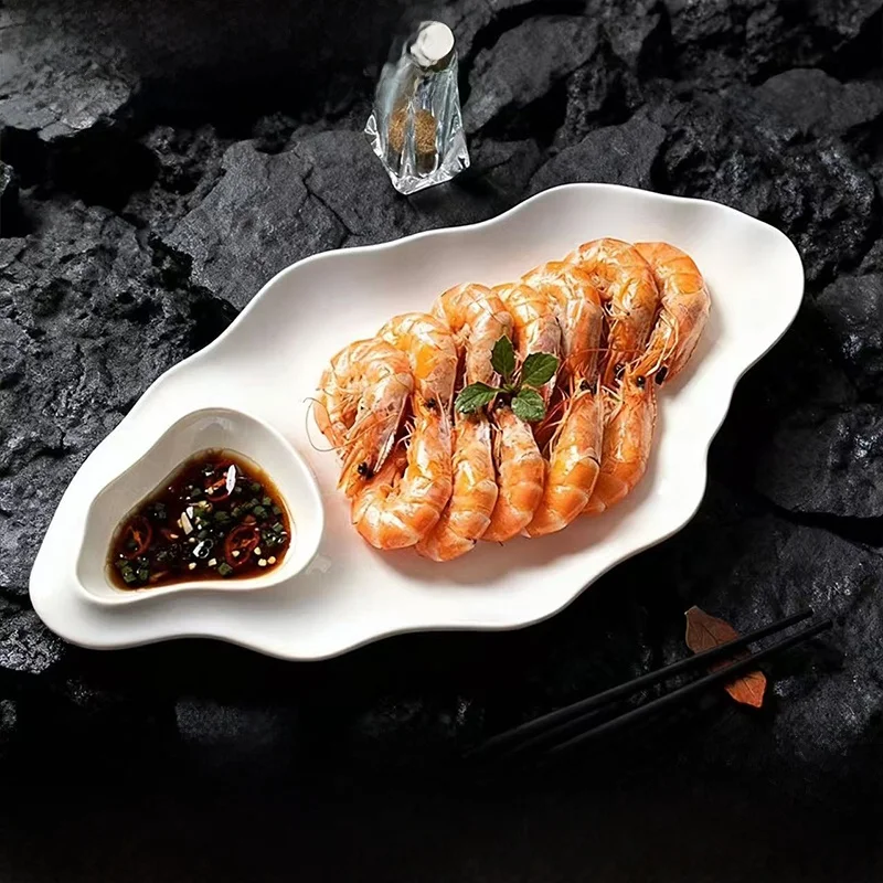 dumpling-plate-with-grids-for-restaurant-home-use-french-fries-shrimp-white-blanching-vinegar-dish-ceramic