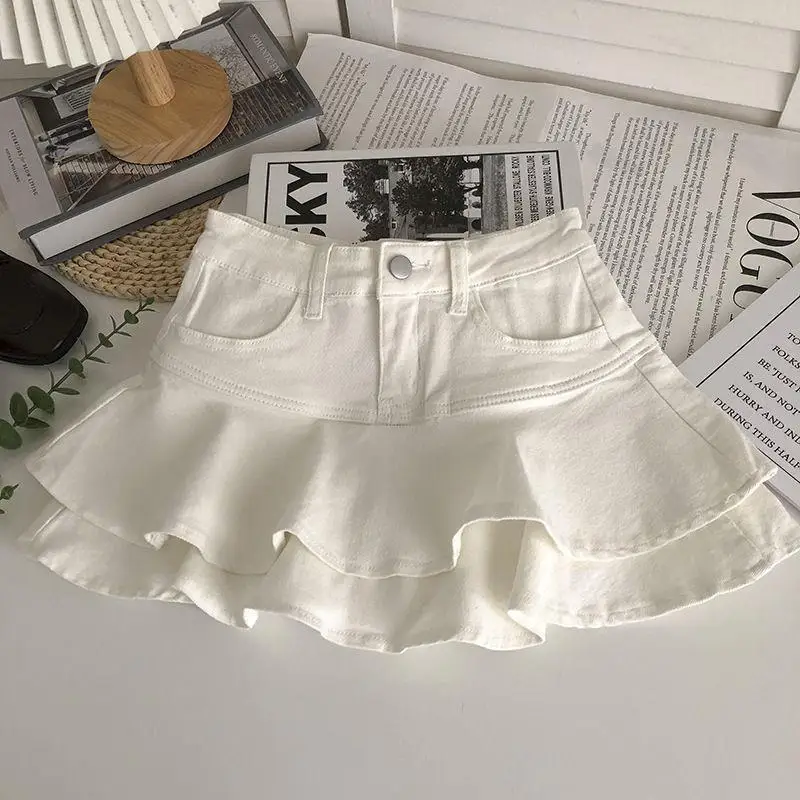 Meisjes Rok 2023 Nieuwe Modieuze Lente En Zomer Elastische Taille Casual Eenvoudige Effen Kleur Lieve Meisjes Minirokjes