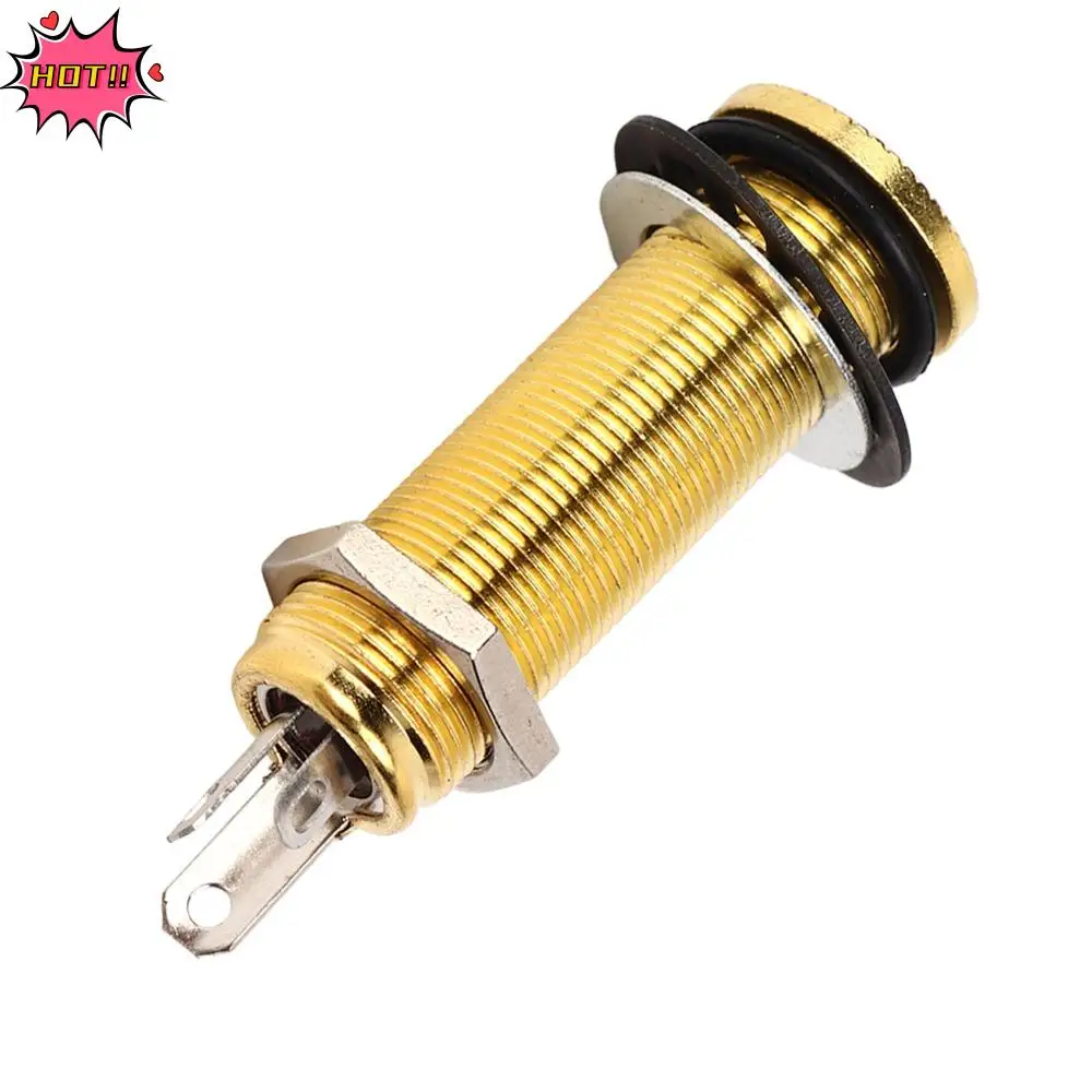 

Brass Guitar Threaded Jack ​1/4 Inch / 6.35 mm Long Threaded ​Output Endpin ​Stereo/Mono ​Flush Mount ​Guitar Output Jack​