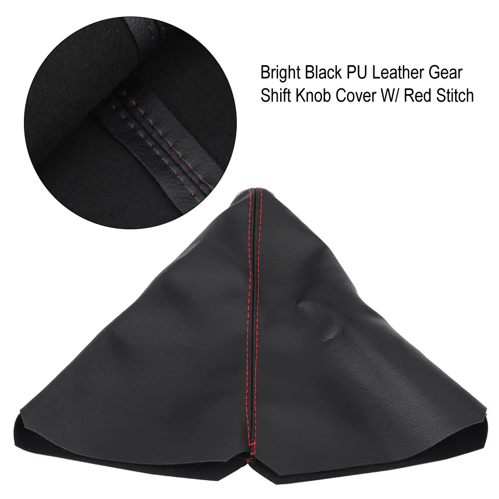Schaltknauf Boot Zahnrad Gamasche Universal hells chwarz PU Leder Schaltknauf Abdeckung rot Stich Zahnrad Gamasche Boot Abdeckung