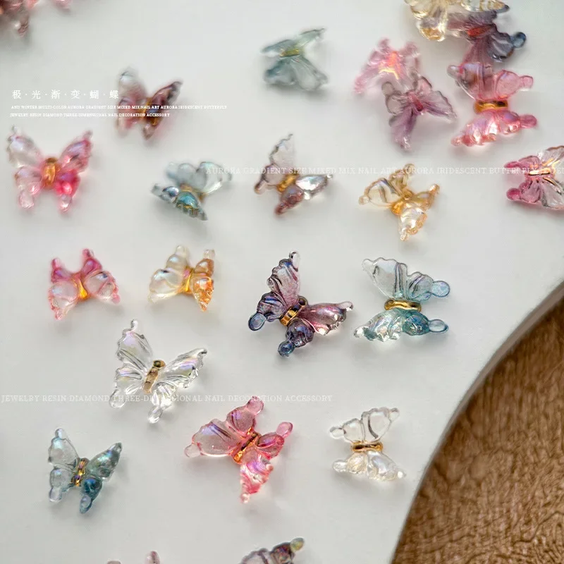 الملونة التدرج الراتنج الجليد شفافة فراشة مسمار التدريبات مسمار الفن زينة DIY بها بنفسك مانيكير أداة الملحقات بالجملة