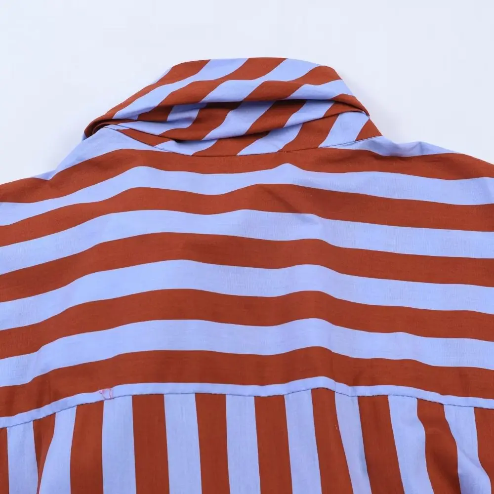 

Elegant Loose Fit Women Blouse Single Breasted Simple Design Striped Shirt Comfortabl Breathable Casual Top Spring Summer