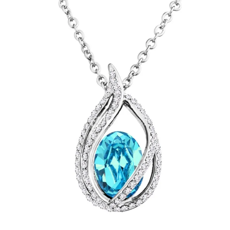 shine Crystal flame blaze fire water dropshipping Pendant Necklace fashion jewelry gift dropshipping party girl accessories cute