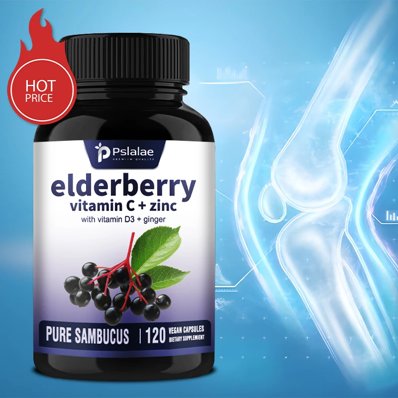 

Elderberry1000 мг — с витамином С + цинком, поддержка иммунитетной системы, антиоксидантная добавка, преимущества здоровья кожи