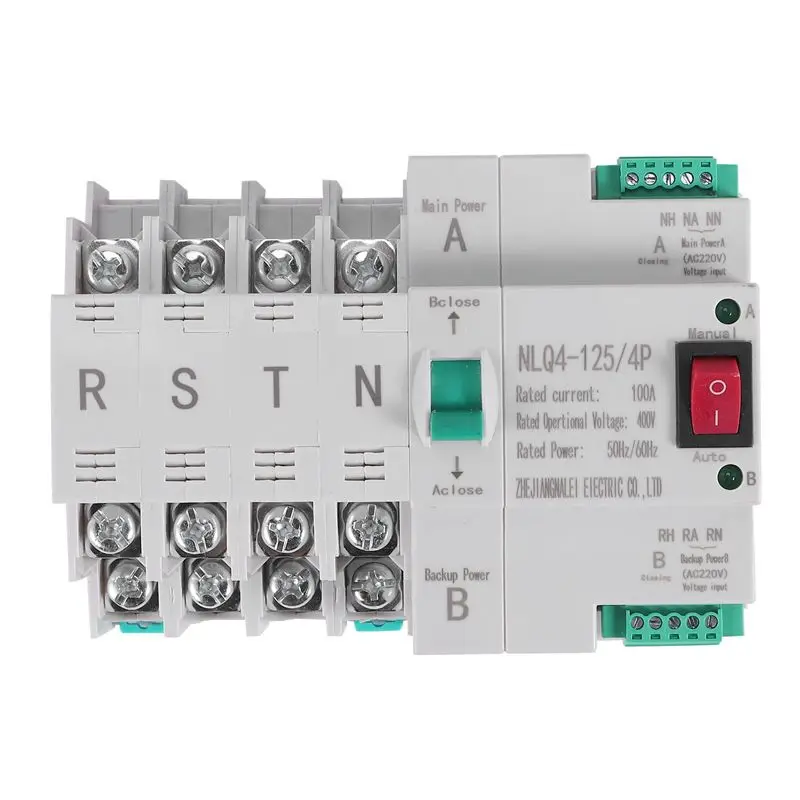 PZHI-MCB Type Dual Power Automatic Transfer Switch 4P 100A ATS Circuit Breaker Electrical Switch