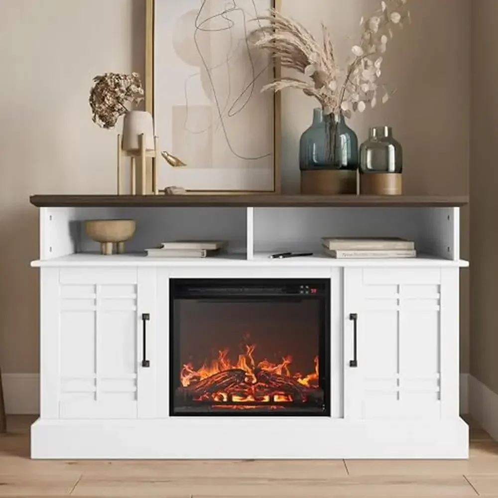 Modern TV Stand with Electric Fireplace Heater 48