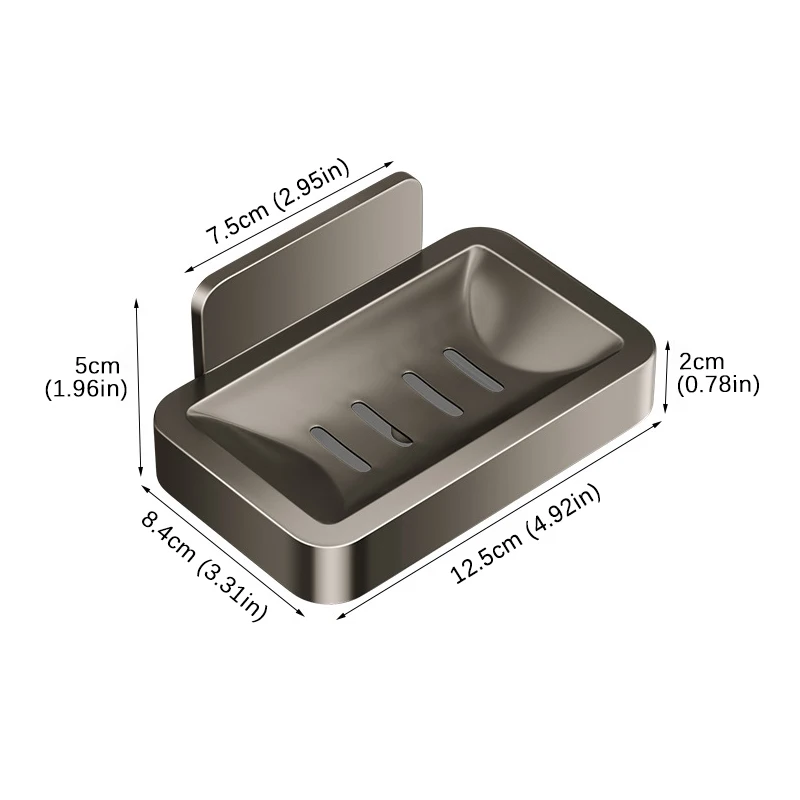Bathroom Soap Dish No Drill Wall Mounted Soap Holder Aluminum Alloy Sponge Storage Organizer Bathroom Accessories
