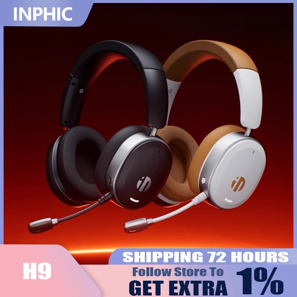 Inphic H9 سماعات بلوتوث لاسلكية إلغاء الضوضاء سماعات الألعاب 2000mah 50mm نطاق الصوت المتكلم ميكروفون قابل للفصل