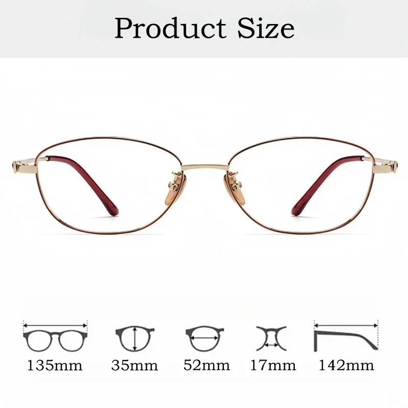 Ultralight Comfort Alloy Optical Reading Glasses Frame Prescription Women's Myopia Eyeglasses Simple Design Hyperopia 6112DY