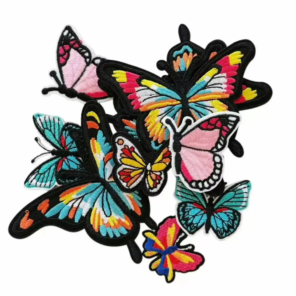6PCS Bright Butterfly Iron-On Patches – Realistic Multicolor Sew-On Appliqués for Clothes, Bags, Wallets, Jeans & Slippers DIY