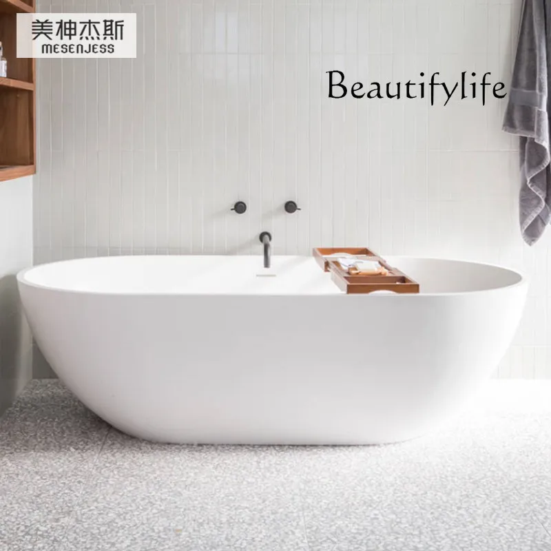 bathroom vanity with sink Qimeishi Artificial Stone Oval Thin Edge Bathtub Couple Double Bed & Breakfast Bathtub Bath Tub