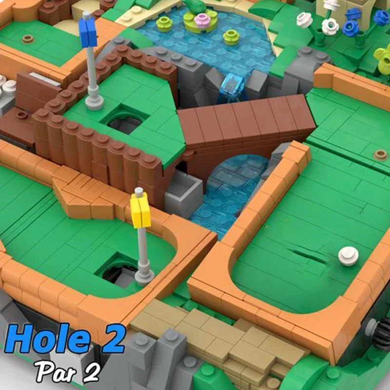 Moc Building Bricks Street View Model Working Mini Golf Course Technology Modular Blocks Gifts Christmas Toys DIY Sets Assembly