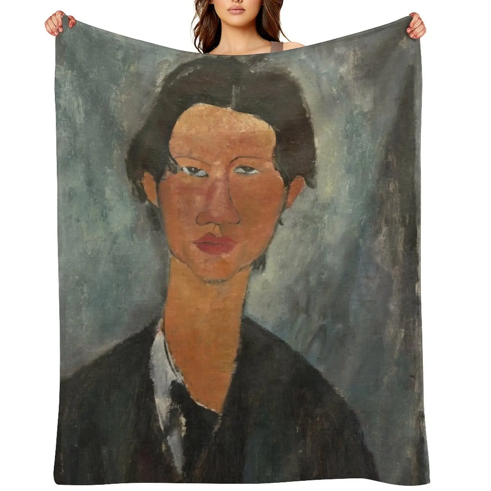 

Amedeo Modigliani. Chaim Soutine, 1917. Throw Blanket Flannels Thins for sofa Sofa Quilt Blankets