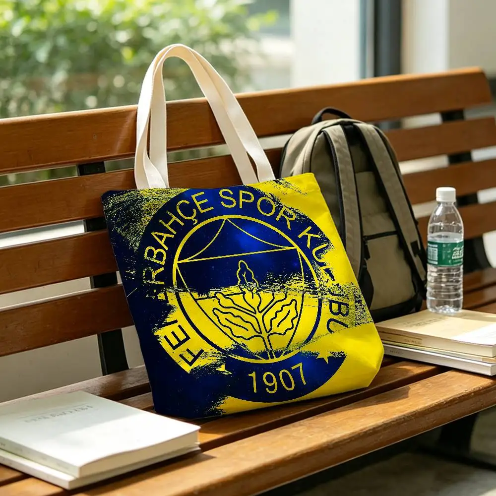 F-Fenerbahce FC 1970 Turkey Large Capacity Cotton Polyester Zipper Tote Bag Daily Shopping Shoulder Handbag