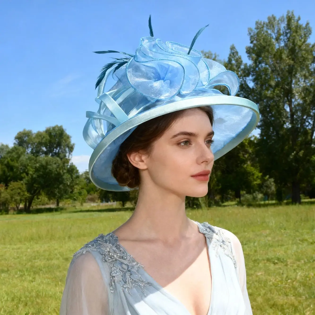 

Синяя шляпа дерри для женщин, церковные шляпы, горячая распродажа, элегантная классическая шляпа, модная шляпа на продажу, S10-3019