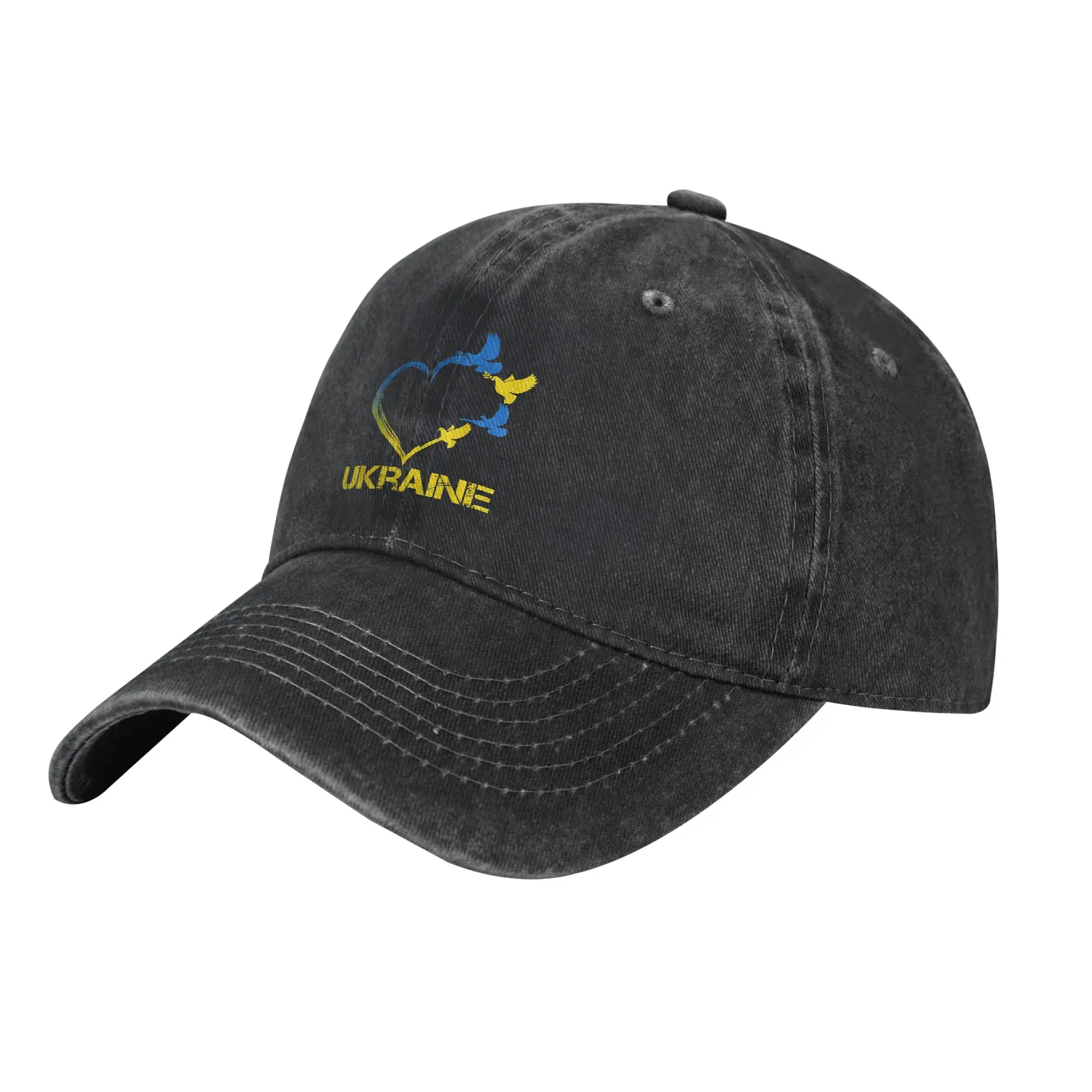 Ukraine Flag Heart Ukrainian Baseball Cap Vintage Distressed Denim  Sun Cap Unisex Outdoor Summer  Travel Adjustable Fit Caps
