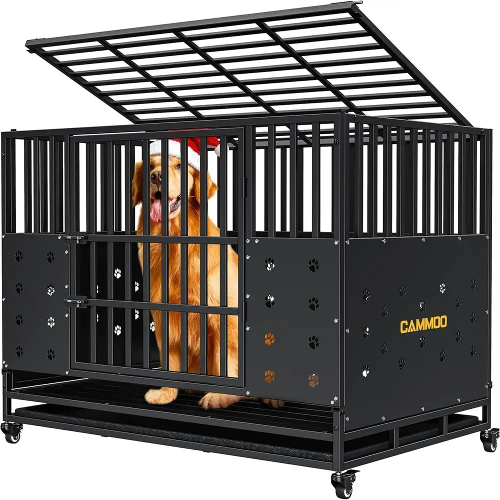 

48'' Heavy Duty Dog Crate or Large Dogs, – Upgraded Chew-Proo Panels, Comort-Widened loor Panel, Dog Kennel Indoor, Adjustable I