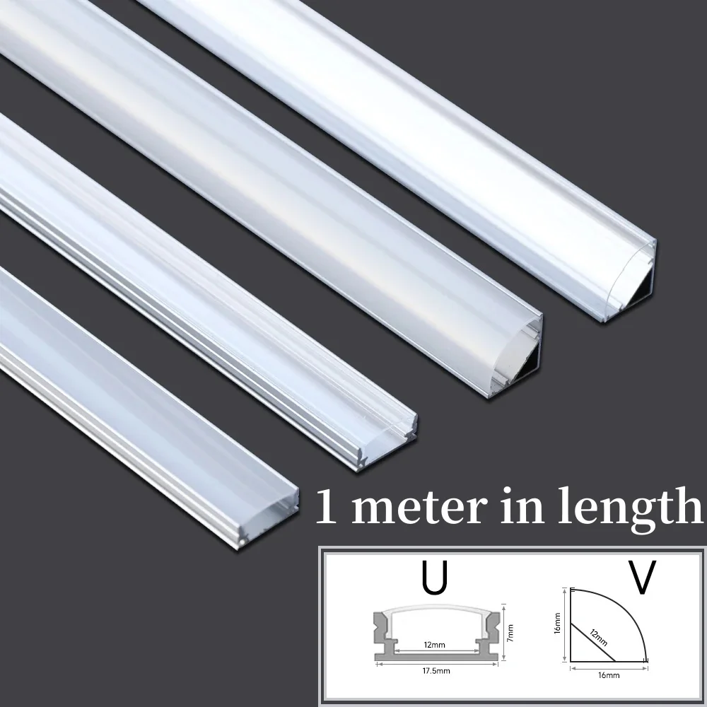 DHL 10-30pcs/lot 1M U/V Shape Corner Aluminium Profile Channel Holder for LED Strip Light Bar Under Cabinet Lamp Kitchen Closet