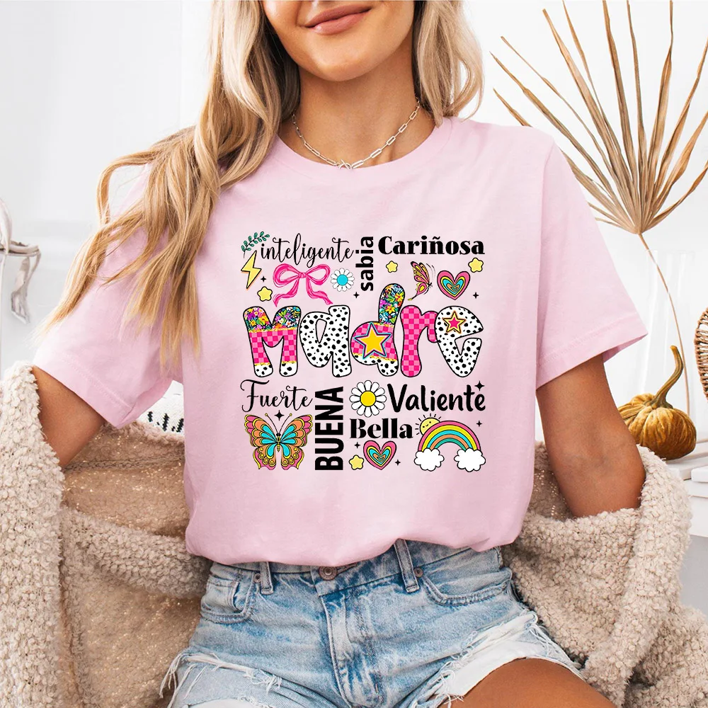 Mama Nana Tia Spanish Blessed Mom Life Shirt Women T Shirt Fashion Streetwear Mama T-shirts Short Sleeve Trend Tee Clothing