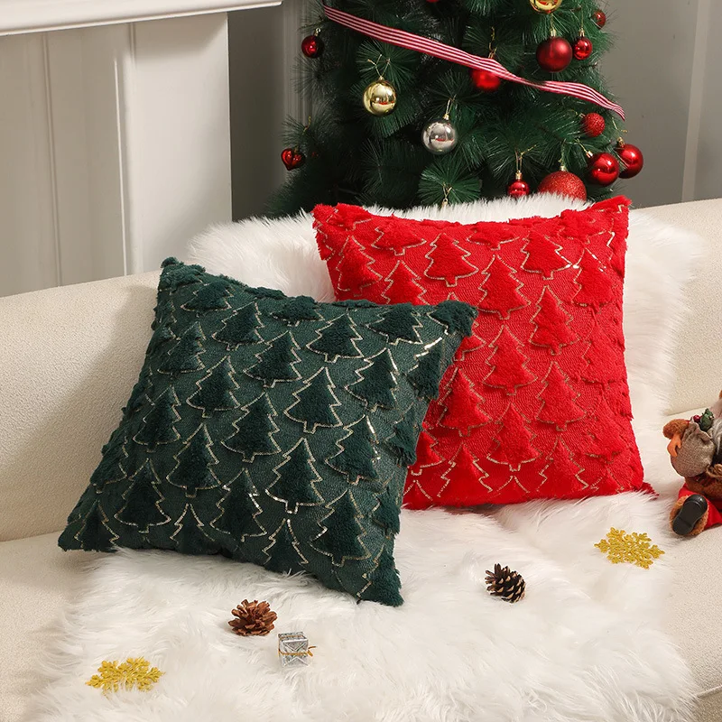 

Christmas Pillow Covers Soft Plush Throw Pillowcase Christmas Tree Party Decorative Throw Pillow Covers Cushion Covers for Sofa