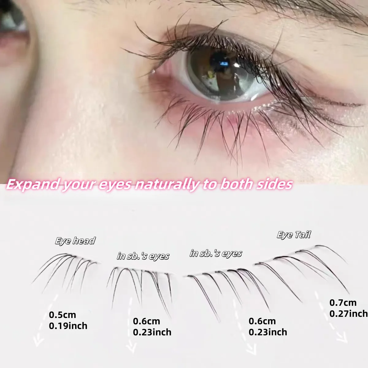 Kit de cílios sobrenaturais DIY de 10 fileiras, auto enxertia, fácil de aplicar, com haste transparente, onda em forma de C, comprimento de 6-9 mm