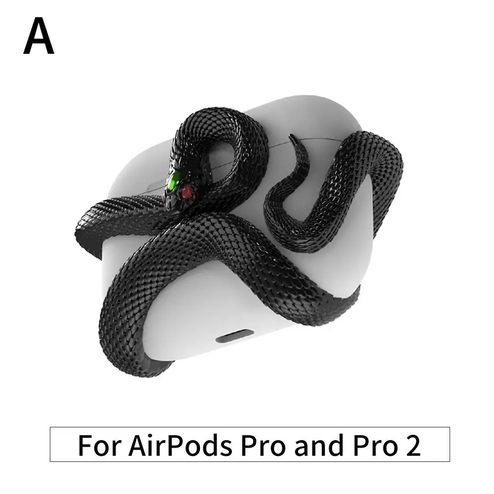 Auricolare Bluetooth senza fili 3d Snake per Air Pods Pro/pro 2/air Pods 3 Anti-caduta e anti-shock Halloween Gif H7o5