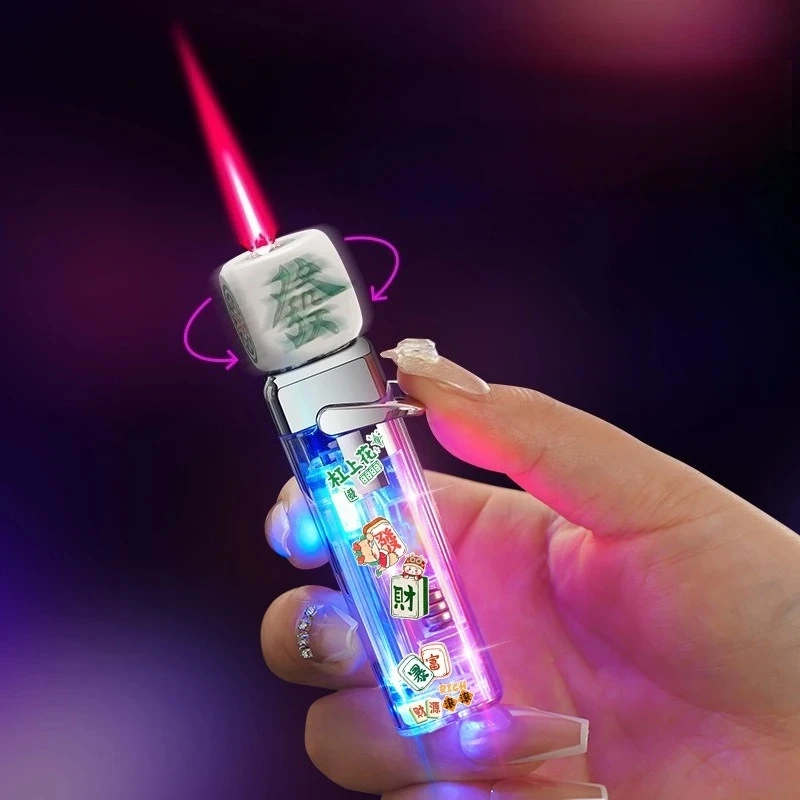 Windproof Cool Rotating Inflatable Lighter Arm Luminous Flashlight Direct Spray Inflatable Pressure Reducing Smoking Accessories