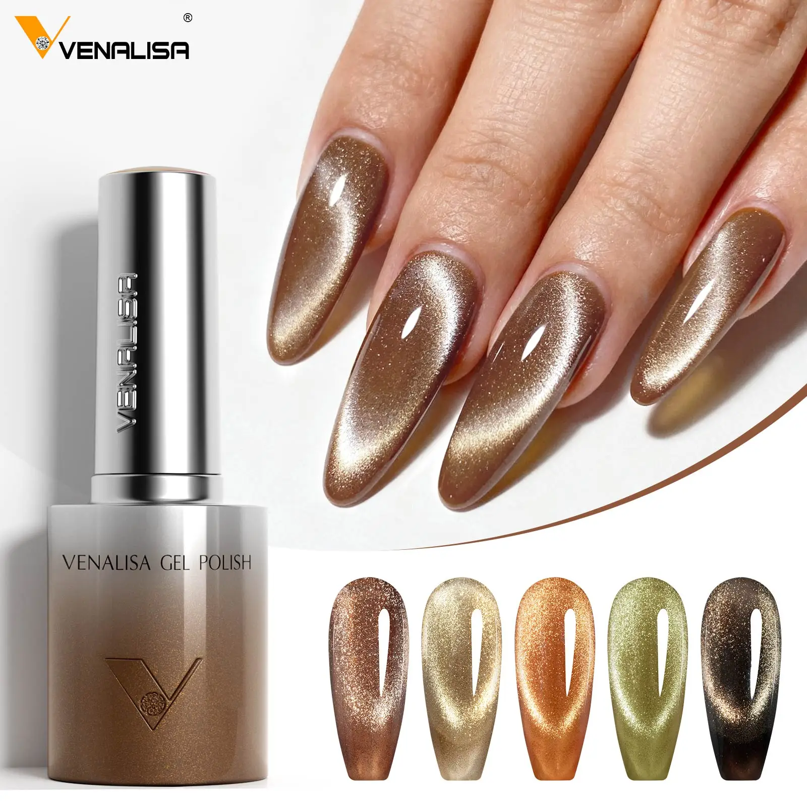 1pc Venalisa Hema Free TPO Free Cat Eye Nail Gel Polish Color Card Display Diamond Sparkle Soak Off UV LED Varnish Nail Gel Kit