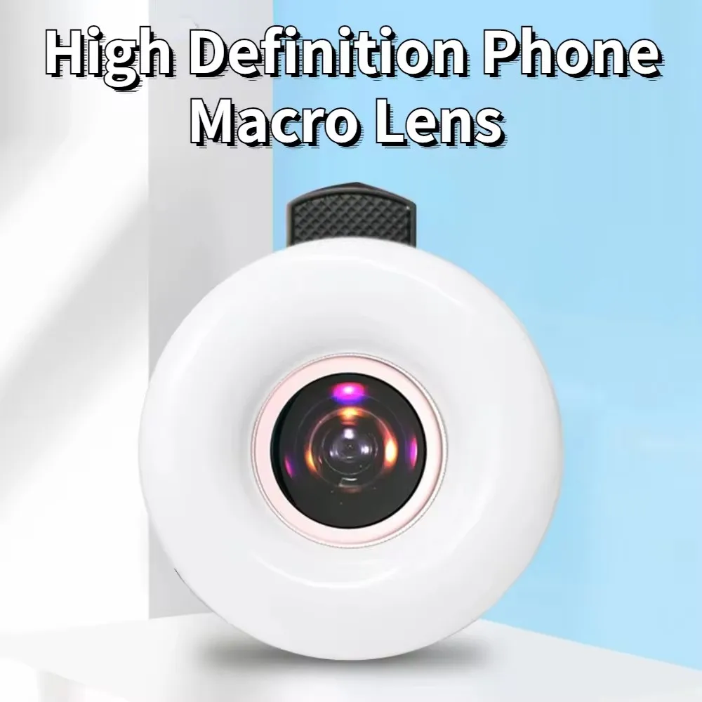 Portable 15X Phone Macro Lens Fill Ring Light  High Definition Eyelash Glass Magnifier for Capturing Jewelry Embroidery Eyebrow