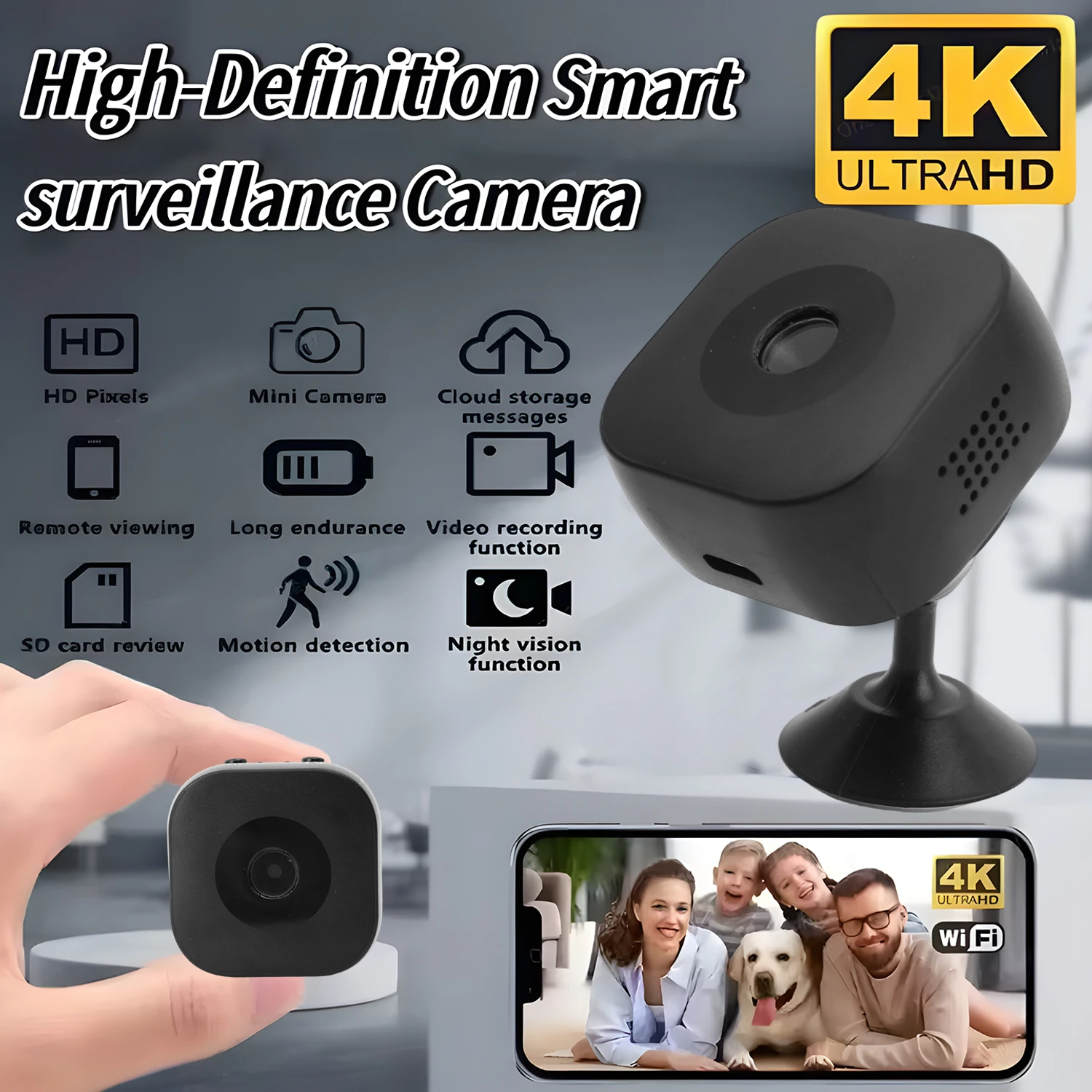 4K واي فاي كاميرا مراقبة للمنزل كاميرات مغناطيسية خارجية لاسلكية كشف الحركة مراقبة تتبع داخلي