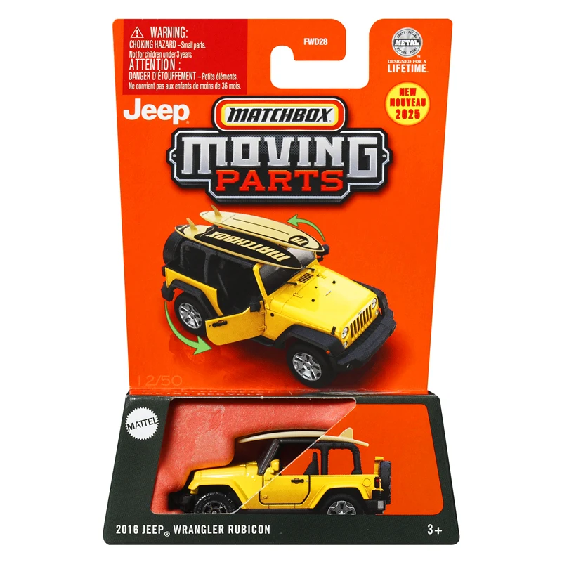 

2025 Matchbox Moving Parts 2016 Jeep Wrangler Rubicon 1/64 Die-cast Collection Model FWD28-9C0C