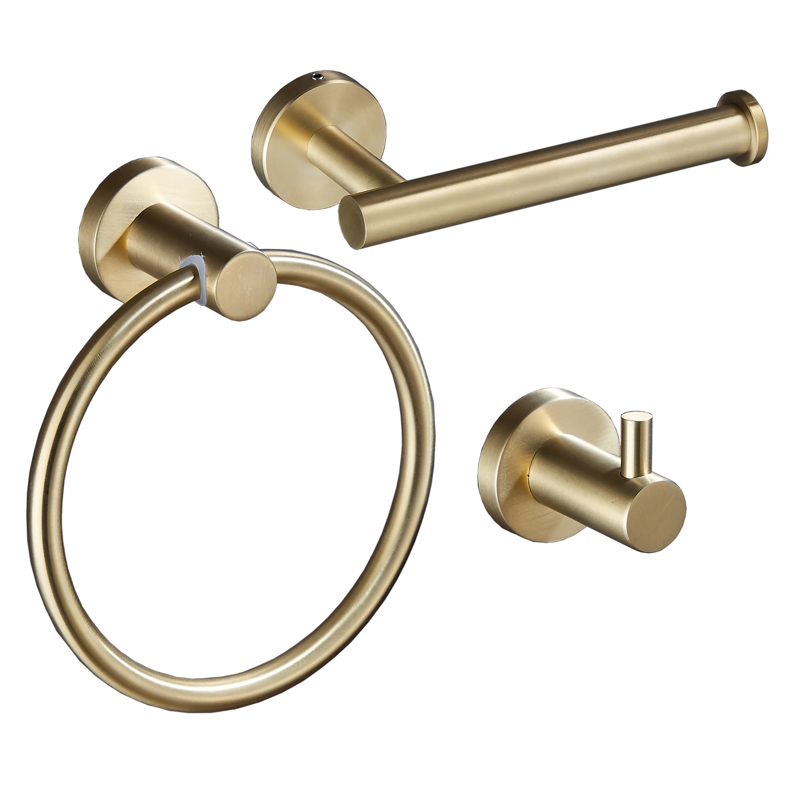 

3-Piece Brushed Gold Bathroom Accessories Sets Stainless Steel For Hotel