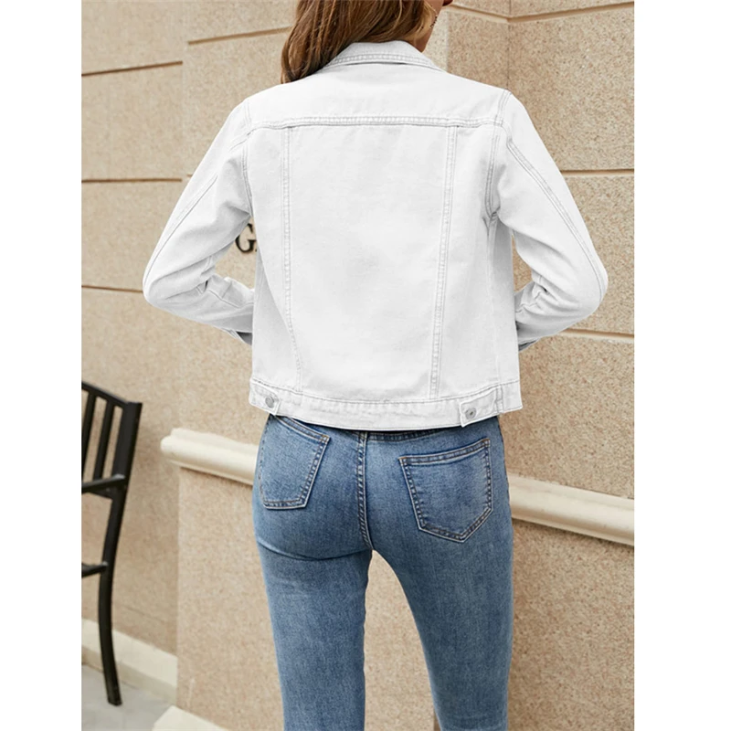 Jaqueta jeans bomber feminina com bolsos, casaco de manga comprida, tops vintage, casacos casuais, nova moda, outono, 2024