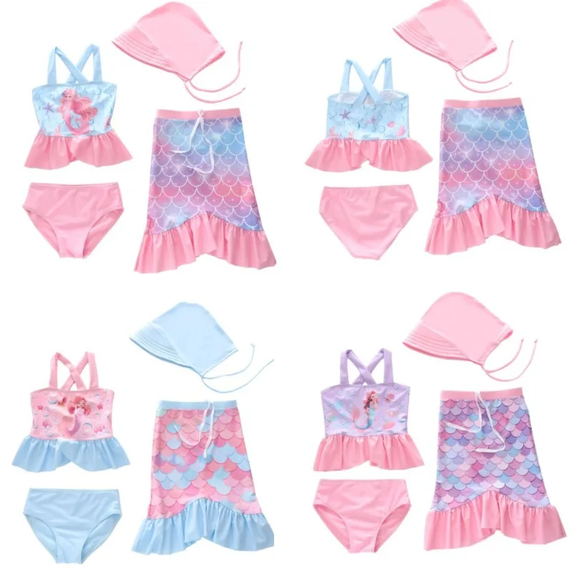 

The Little Mermaid Cosplay Princess Costume Pink Swimsuit Cute Summer Clothes Swimwear Full Set for Women