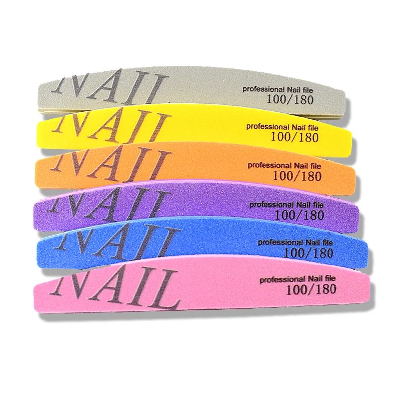 5/10pcs Durable Nail File Blocks Colorful Sponge Nail Polish Buffing Sanding Buffer 100/180 Strips Grit Polishing Manicure Tools