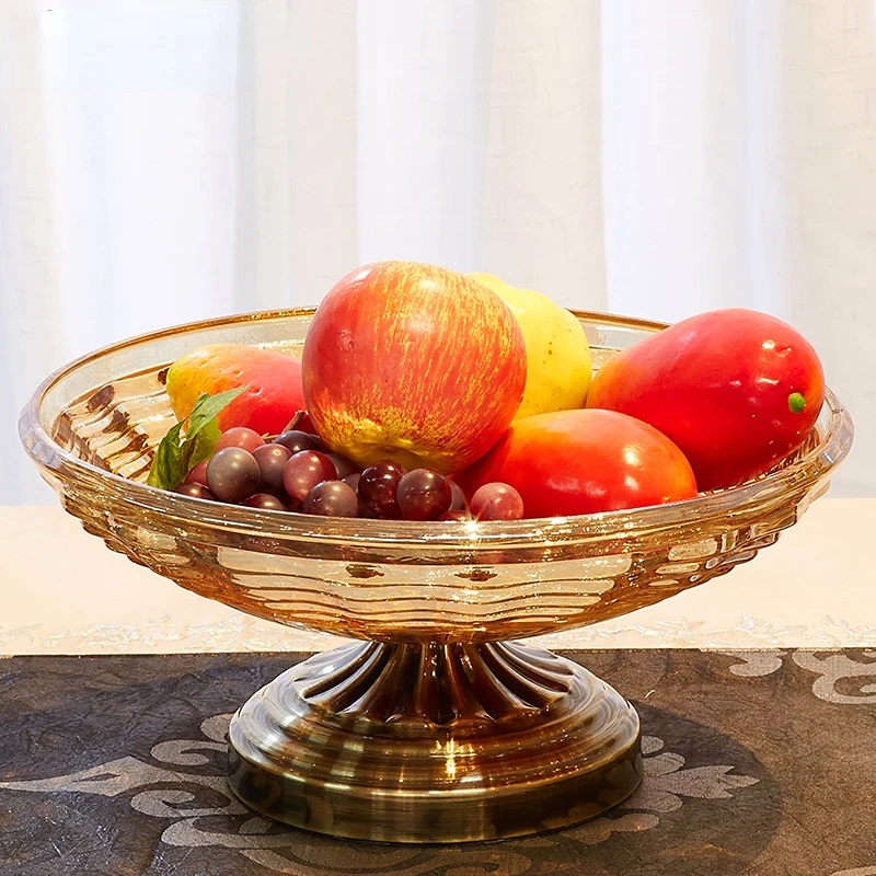 

Home American Fruit Plate Creative Fruit Pot Home Fruit Plate Glass European Set Living Room Tea Table Table Decoration Jewelry