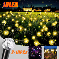 12 PCs 10 LED Solar Lights Outdoor Firefly Lamp Garden Yard Decoration Starburst Swaying Landscape Patio Path Waterproof Lantern