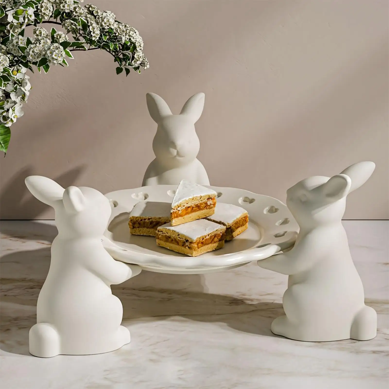 Bunny Tray Mold 3D Cute Silicone Home Decorations Easter Rabbit Mold for Thanksgiving Holidays Party Offices Home Room Desk